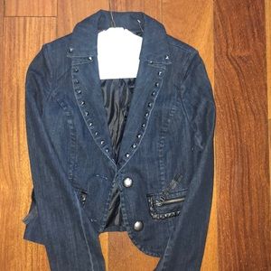 Studded denim blazer